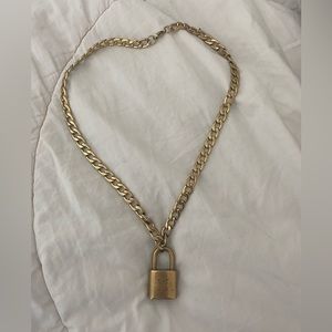 Authentic Vintage Louis Vuitton Lock pendant with added brass chain